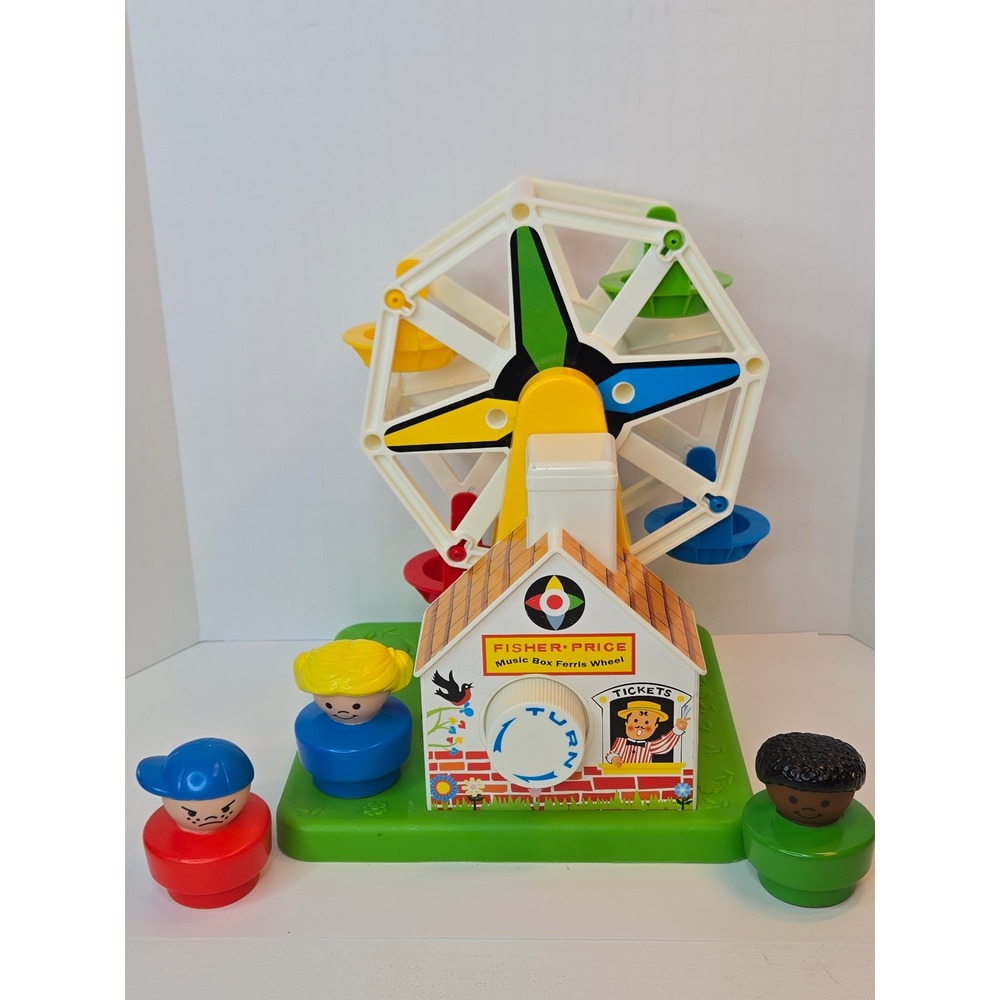 Fisher-Price Music Box Ferris Wheel #2077 Musical Toy with 3 Figures 2015 WORKS